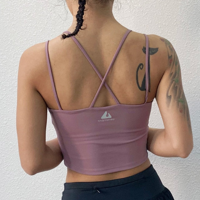 Shockproof Sports Bra Sexy Back Cross