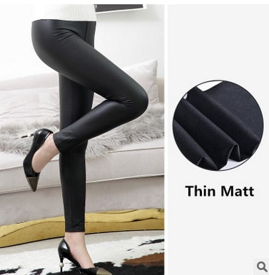 High Waist Leather Leggings for Women Black Light&Matt Thin&Thick Femme Fitness PU Leggings Sexy Push Up Slim Pants